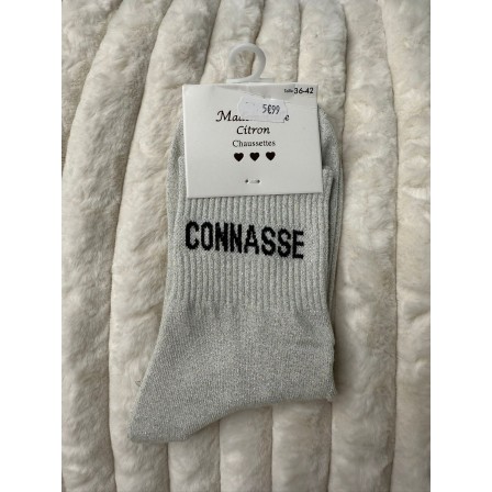 Chaussettes Paillettes Connasse beige
