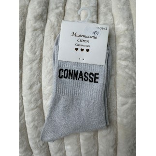 Chaussettes Paillettes Connasse gris clair