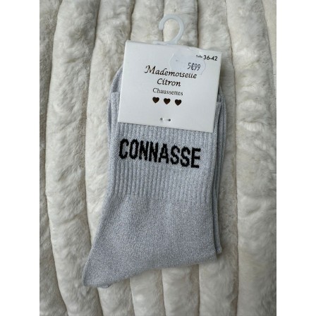 Chaussettes Paillettes Connasse gris clair