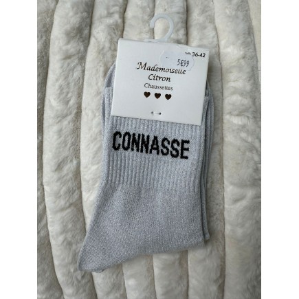 Chaussettes Paillettes Connasse gris clair