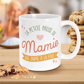 Mug a paillettes la petite pause de mamie
