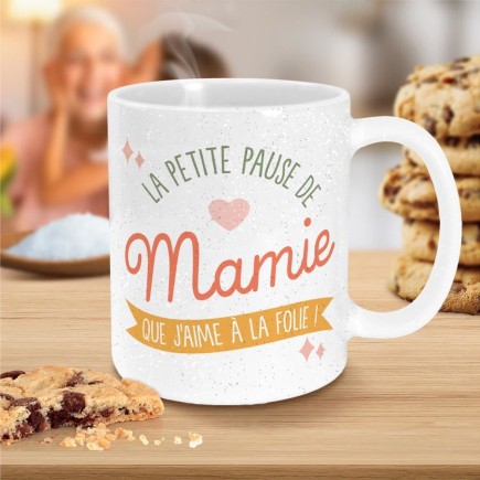 Mug a paillettes la petite pause de mamie