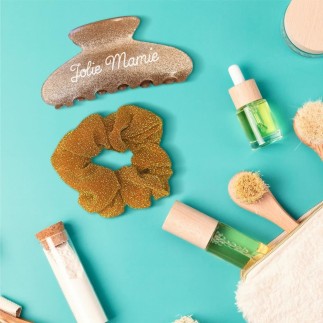 Pince a cheveux et chouchou mamie a paillettes