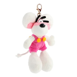 Porte-clés peluche Diddl en salopette Rose 15cm
