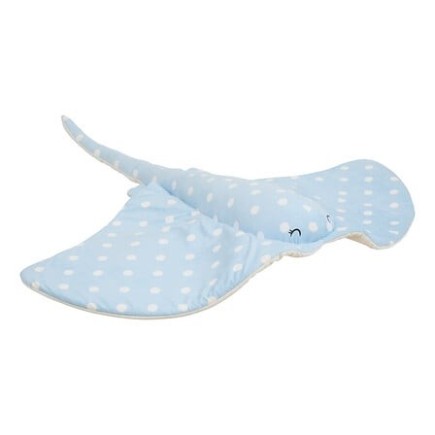 Peluche XL raie Manta long 95 cm bleu clair