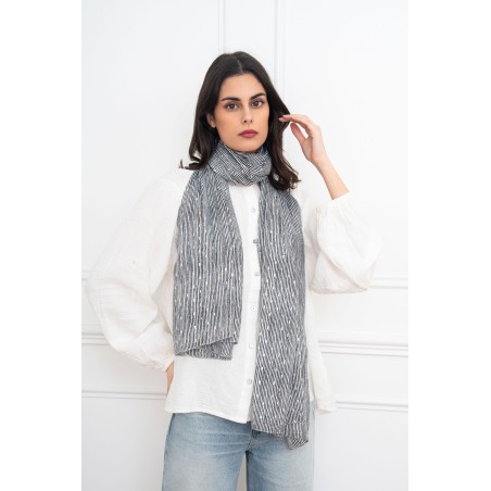 Echarpe imprimé rayures et dorure noir