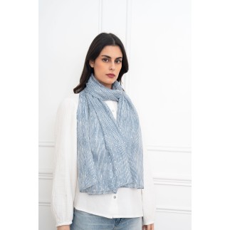 Echarpe imprimé rayures et dorure marine