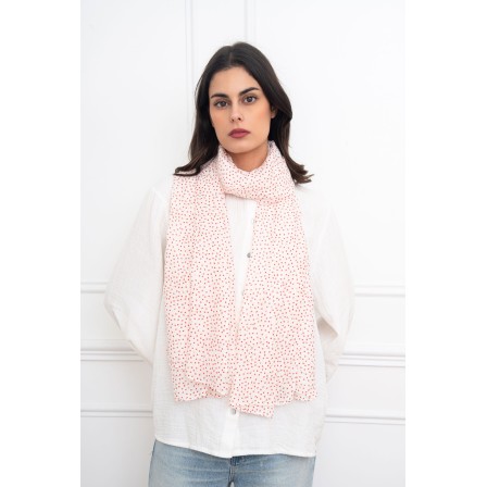 Echarpe imprimé petits pois avec dorure rouge