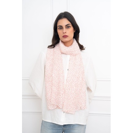 Echarpe imprimé petits pois avec dorure rouge