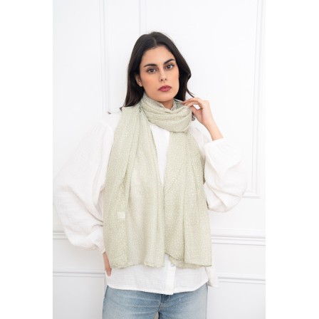 Echarpe imprimé petits pois avec dorure vert