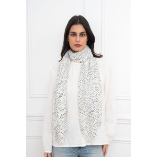 Echarpe imprimé petits pois avec dorure blanc