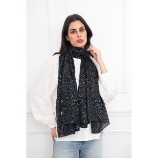 Echarpe imprimé petits pois avec dorure noir