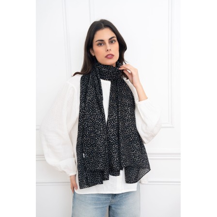 Echarpe imprimé petits pois avec dorure noir