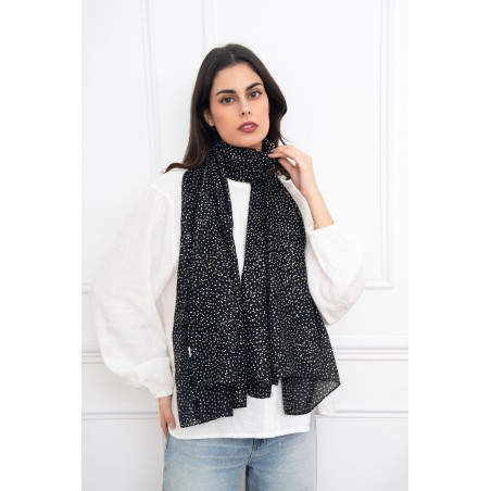 Echarpe imprimé petits pois avec dorure noir