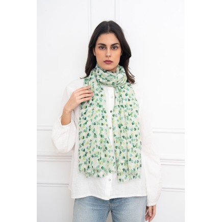 Echarpe imprimé petits coeurs avec dorure vert