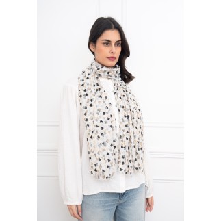 Echarpe imprimé petits coeurs avec dorure noir