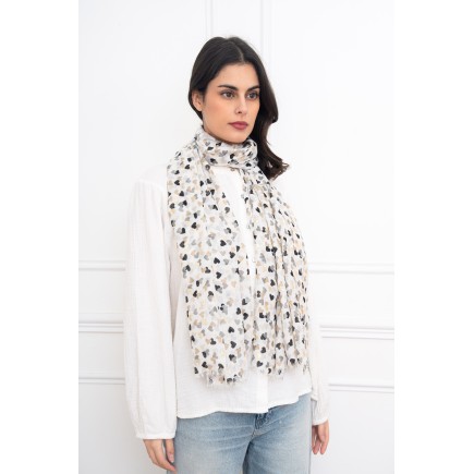 Echarpe imprimé petits coeurs avec dorure noir