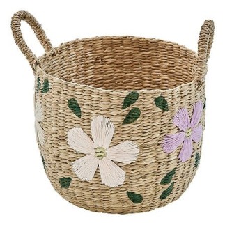 Lot de 3 paniers Sauv roseau brodé fleur