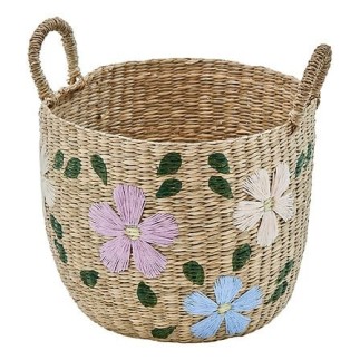 Lot de 3 paniers Sauv roseau brodé fleur