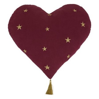 Coussin coeur nomade violet pour enfant pas cher