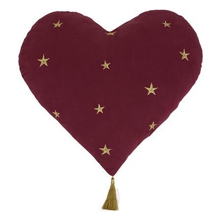 Coussin coeur nomade violet pour enfant pas cher