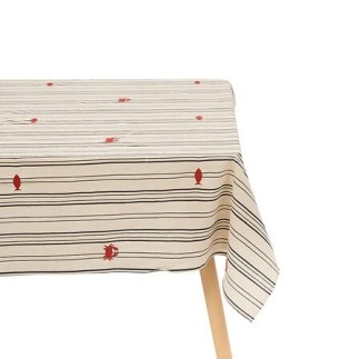 Nappe broderie Océania 150 x 250 cm rayé beige