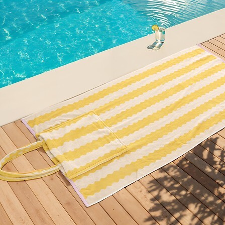 Serviette et sac Poolside 70 x 150 cm jaune