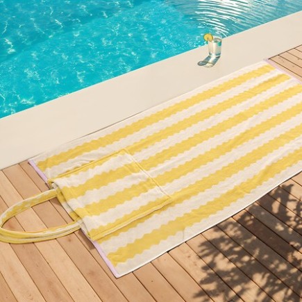 Serviette et sac Poolside 70 x 150 cm jaune