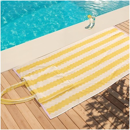 Serviette et sac Poolside 70 x 150 cm jaune