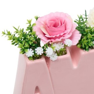 Composition Fleur de Rose 26cm pot Amour rose
