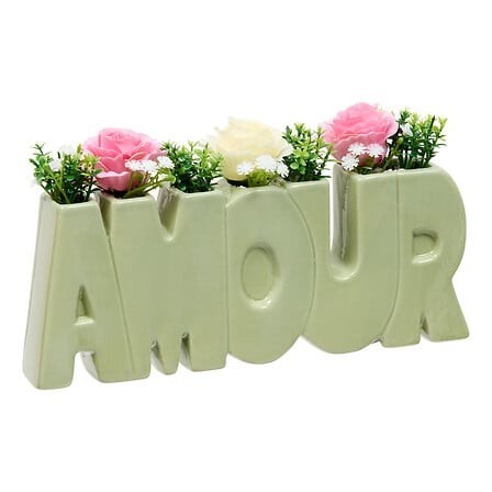 Composition Fleur de Rose 26cm pot Amour vert