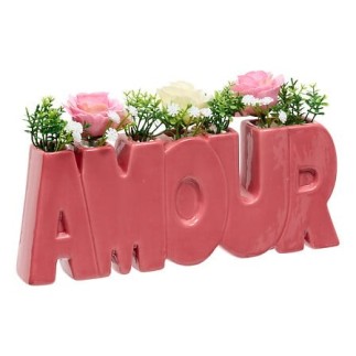 Composition Fleur de Rose 26cm pot Amour vert