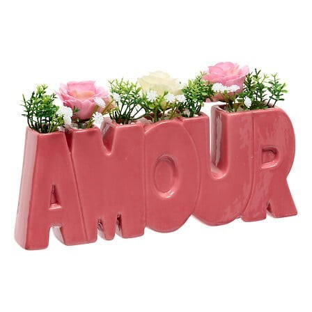 Composition Fleur de Rose 26cm pot Amour vert